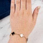Classic Black & White Clover Bracelet