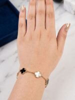 Classic Black & White Clover Bracelet