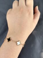 Classic Black & White Clover Bracelet - Image 5