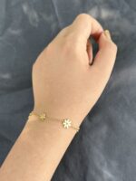 Dainty Gold Flower Bracelet - Image 3