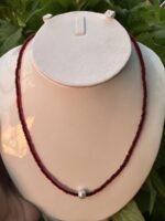 Crimson Solitaire Pearl Necklace - Image 2