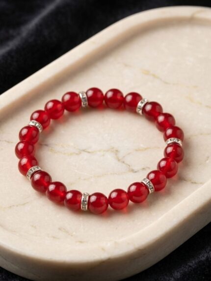 Crimson Silver Stretchable Bracelet