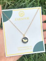 Golden Butterfly Black Enamel Medallion Necklace - Image 2