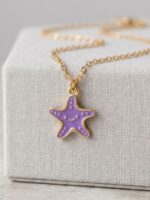 Lilac Starfish Enamel Pendant