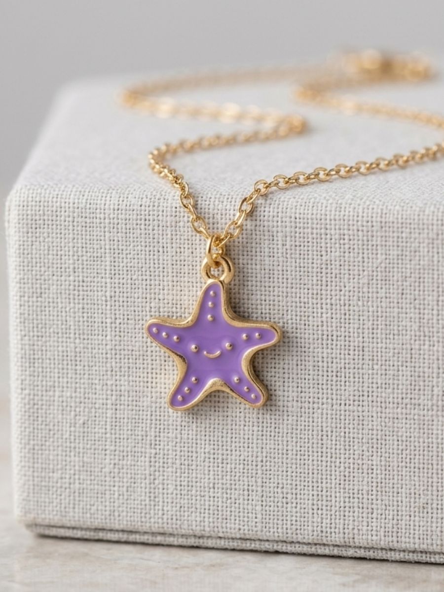 lilac-starfish-pendant-main Lilac Starfish Enamel Pendant - Image 1