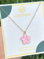 Pink Blossom Enamel Pendant Necklace - Image 2