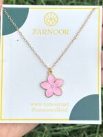 Pink Blossom Enamel Pendant Necklace - Image 3