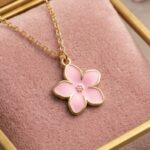 Pink Blossom Enamel Pendant Necklace