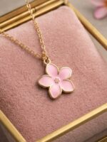 Pink Blossom Enamel Pendant Necklace