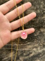 Monochrome Pink & Gold Tulip Pendant Necklace - Image 2