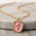 Monochrome Pink & Gold Tulip Pendant Necklace