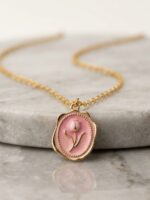 Monochrome Pink & Gold Tulip Pendant Necklace