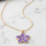 Purple Blossom Enamel Pendant Necklace