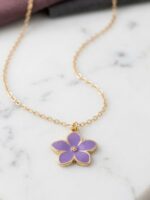 Purple Blossom Enamel Pendant Necklace