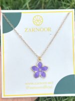 Purple Blossom Enamel Pendant Necklace - Image 3