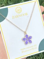 Purple Blossom Enamel Pendant Necklace - Image 2