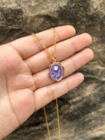 Royal Purple Swirl Vintage Tulip Pendant Necklace - Image 2