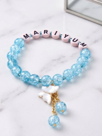 The Crystal Azure Butterfly Custom Name Bracelet