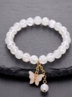 The White Butterfly Charm Stretchable Bracelet