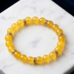 Yellow Stretchable Bracelet with Golden Spacers