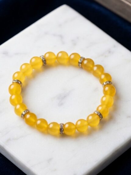 Yellow Stretchable Bracelet with Golden Spacers