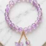 Purple Butterfly Charm Stretchable Bracelet