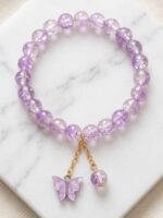 Purple Butterfly Charm Stretchable Bracelet