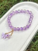 Purple Butterfly Charm Stretchable Bracelet - Image 4