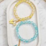 Sky Blue and Yellow Butterfly Charm Bracelet Set