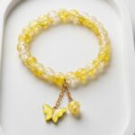 Yellow Butterfly Charm Stretchable Bracelet