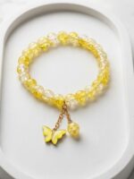 Yellow Butterfly Charm Stretchable Bracelet