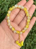 Yellow Butterfly Charm Stretchable Bracelet - Image 3