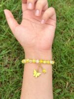 Yellow Butterfly Charm Stretchable Bracelet - Image 5