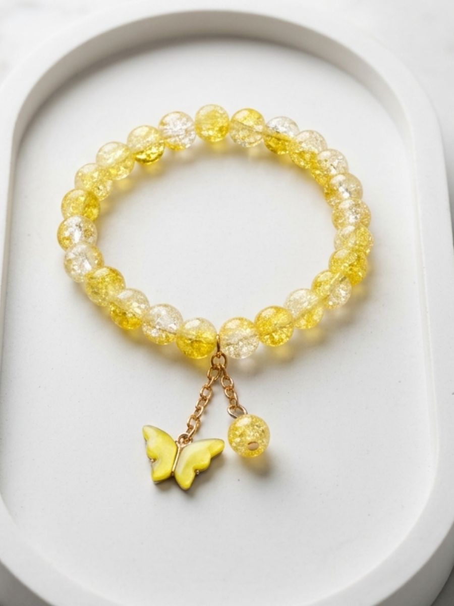 yellow-butterfly-charm-stretchable-bracelet Yellow Butterfly Charm Stretchable Bracelet - Image 1